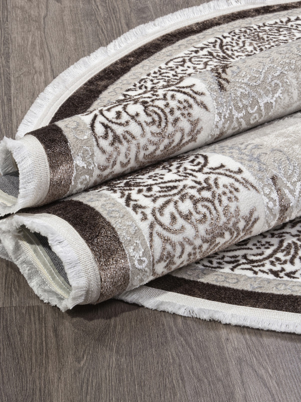 Ковер Q009A - BROWN FDY/CREAM SHRINK - Овал