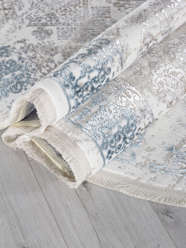 Ковер L252A - CREAM SHRINK / BLUE FDY - Овал