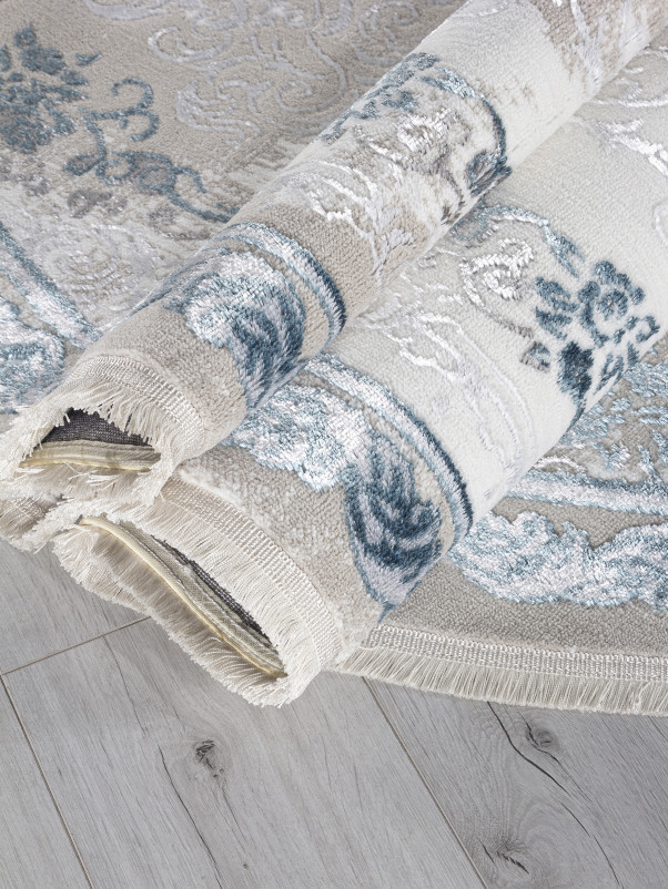 Ковер L278A - CREAM SHRINK / BLUE FDY - Овал