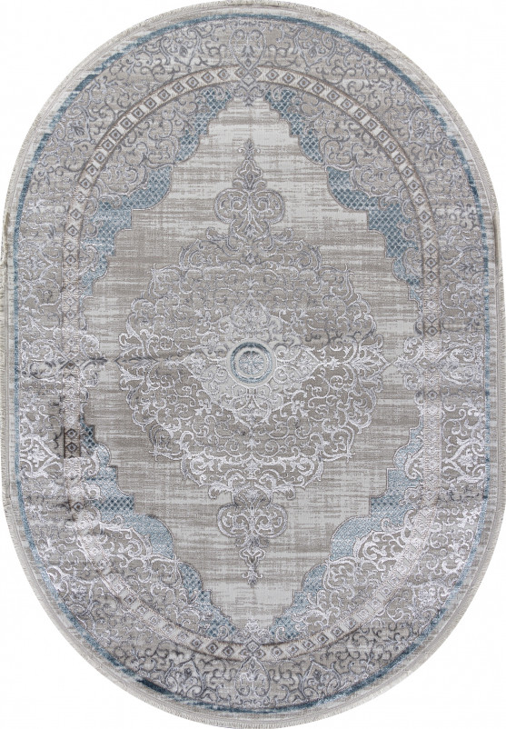 Ковер L279A - CREAM SHRINK / BLUE FDY - Овал