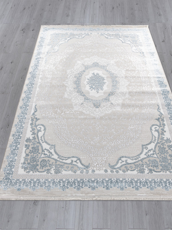 Ковер Q010A - CREAM SHRINK / BLUE FDY - Прямоугольник