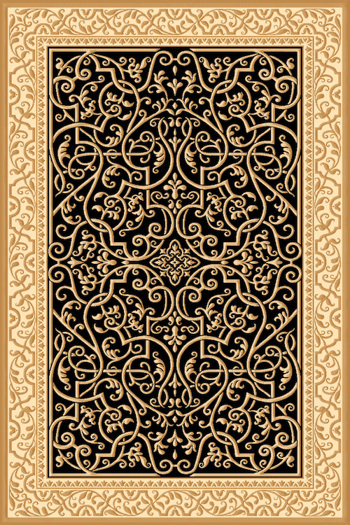 Ковер D714 - BLACK-BEIGE - Прямоугольник