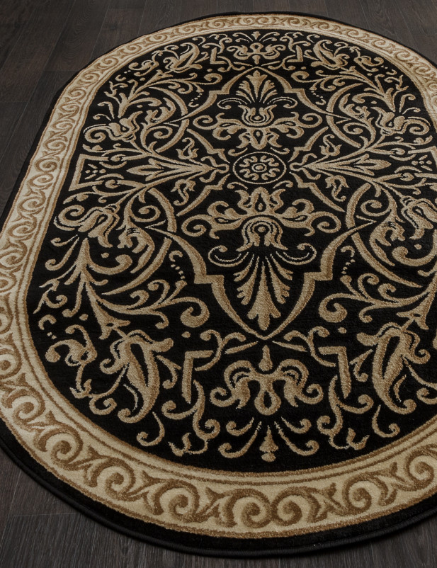 Ковер D718 - BLACK-BEIGE - Овал