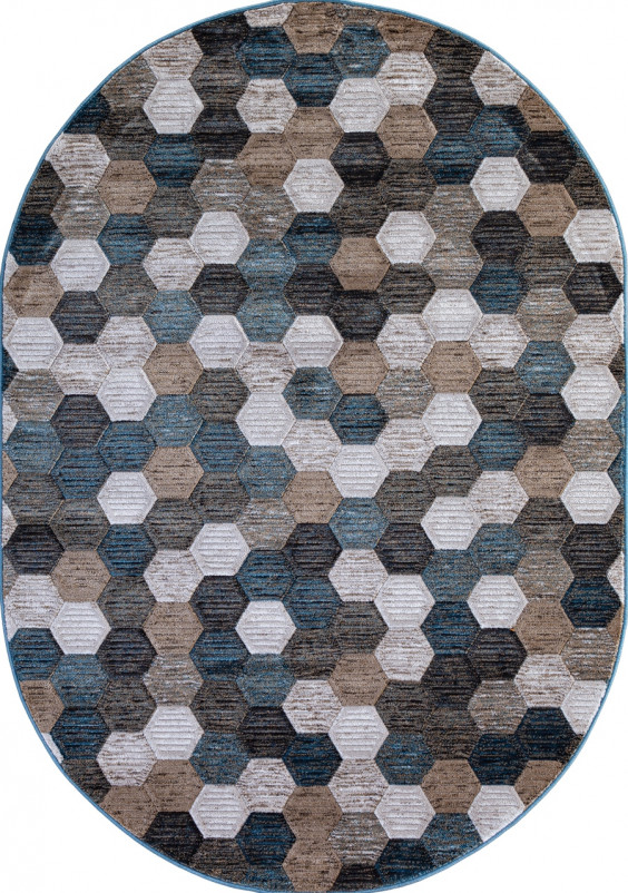 Ковер D579 - BEIGE-BLUE - Овал