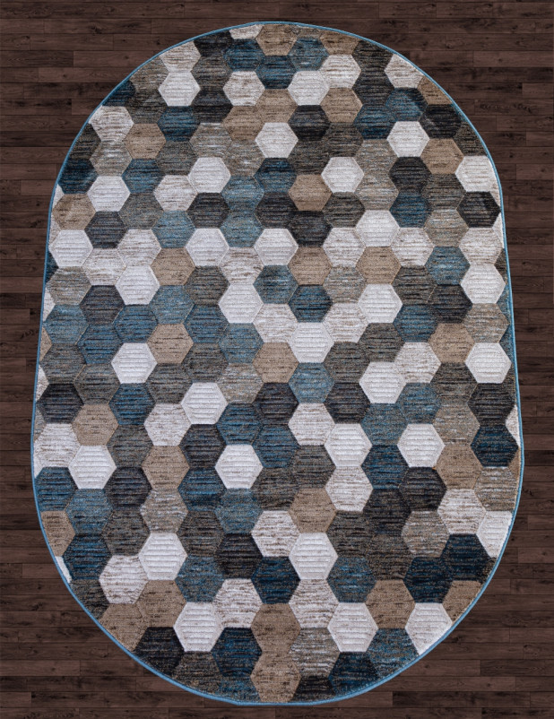 Ковер D579 - BEIGE-BLUE - Овал