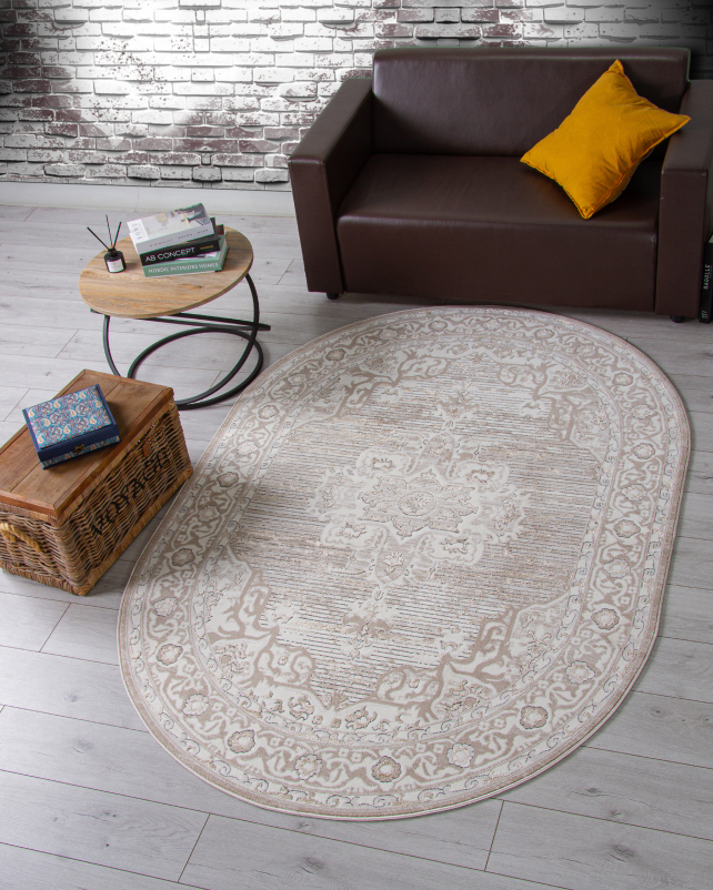 Ковер 04089A - CREAM HB / LIGHT GRI HB - Овал