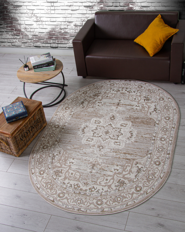 Ковер 04089A - CREAM HB / LIGHT GRI HB - Овал