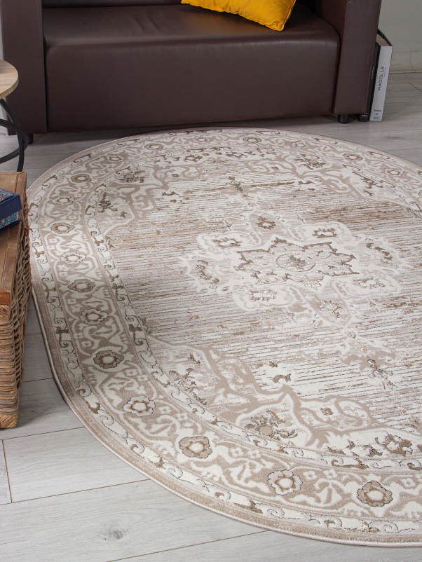 Ковер 04089A - CREAM HB / LIGHT GRI HB - Овал